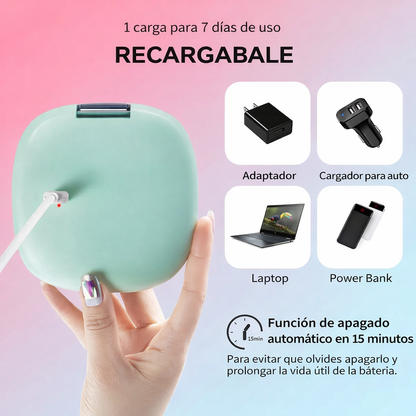 Espejo Compacto con Luz LED Recargable – Portátil y con Aumento